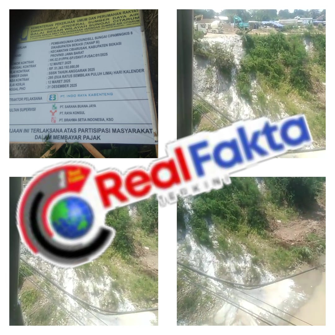 PT Indo Raya Kabenteng Diduga Membuang Limbah Air Semen Bekas Cucian Batching Plant dan Mobil Molen di Sungai Cipamingkis Cibarusah