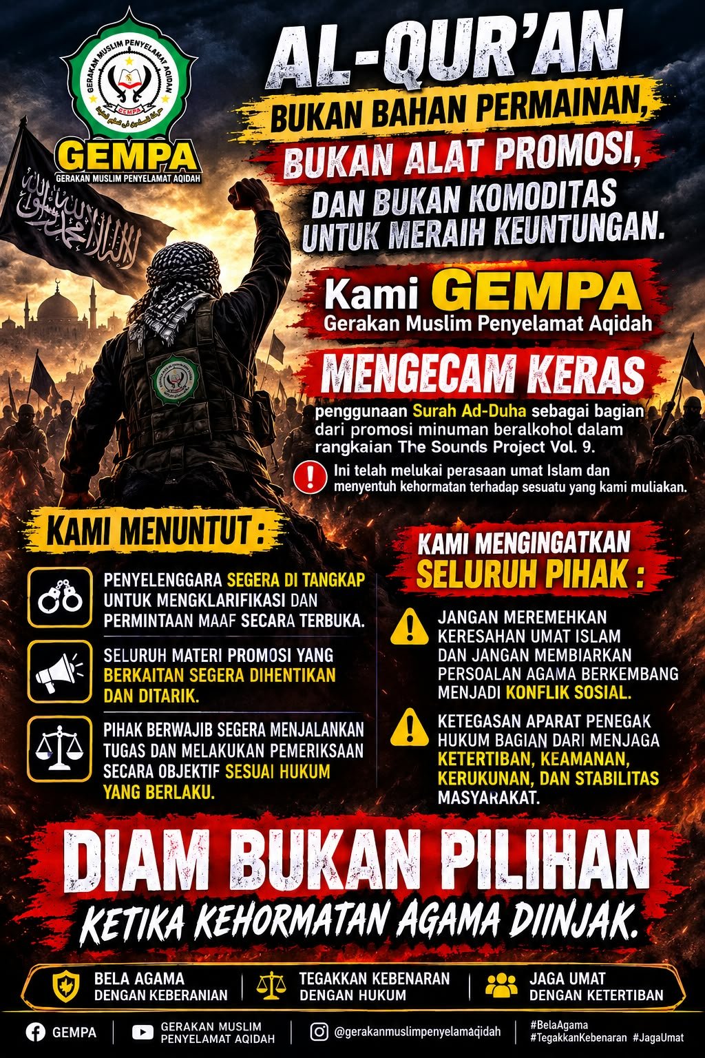 Pernyataan Sikap & Kencaman Tegas Gempa