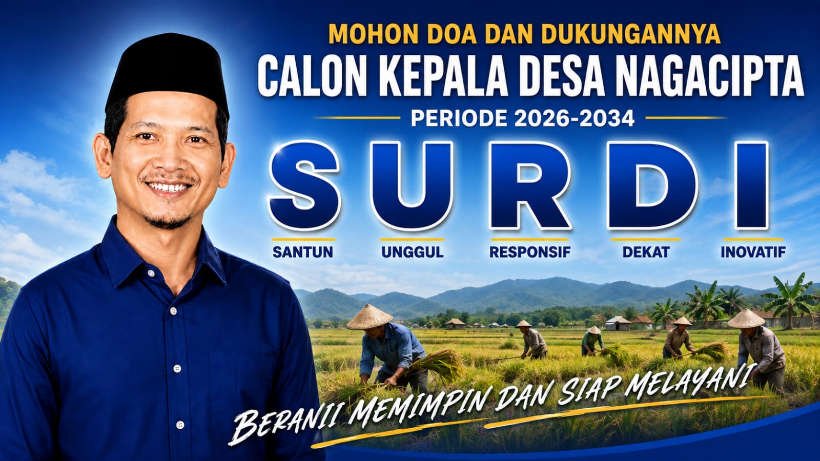 Siap Membangun Desa Kearah yang Lebih Baik, Surdiantoro Calon Kades Nagacipta: Melangkah Bersama Menuju Desa yang Maju, Mandiri, Jujur, Adil dan Transparan