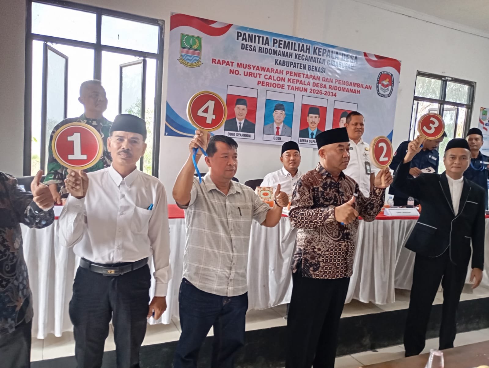 Rapat Pleno dan Pengambilan Nomor Urut Calon Kades Ridomanah, Oden Resmi Menjadi Calon Kades Ridomanah dengan Nomor Urut 2