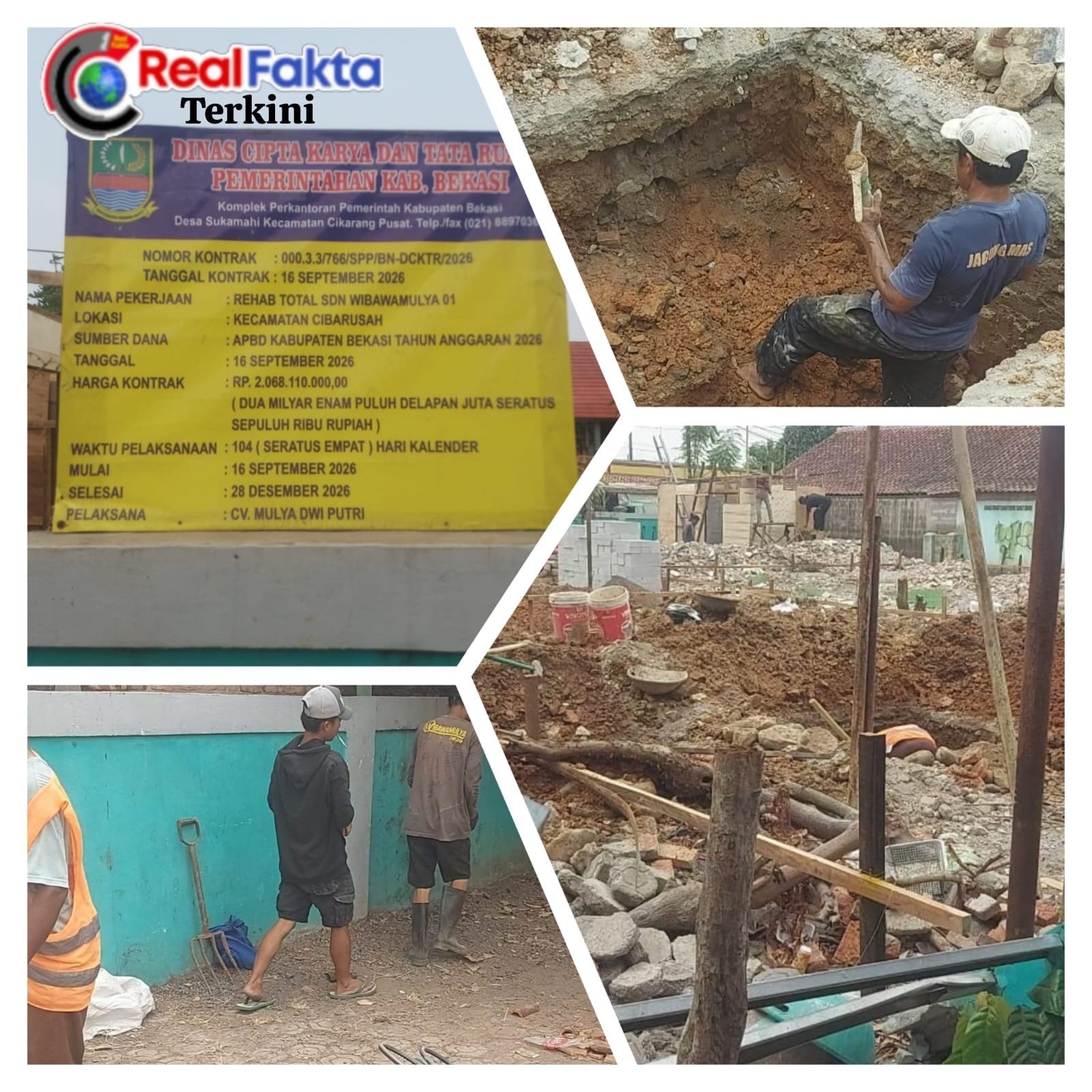 Publik Minta Ketegasan Dinas Cipta Karya dan Tata Ruang Kab. Bekasi, Diduga Kontraktor Korupsi Anggaran K3S, BPJS Kesehatan, dan Listrik Proyek Pembangunan SDN Wibawamulya 01
